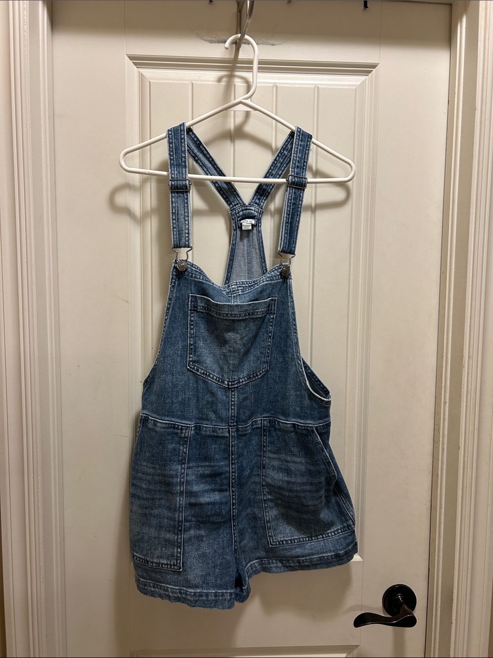 aerie M Blue Denim Short Overalls